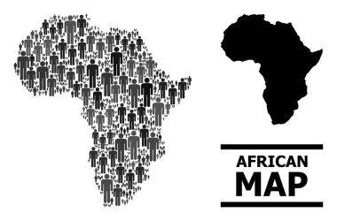 Vektör Nüfusu Afrika Mozaik Haritası ve Katı Harita