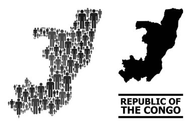 Vektör Halk Kongo Cumhuriyeti Mozaik Haritası ve Sağlam Harita
