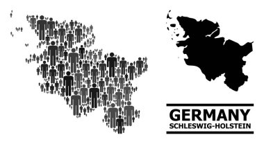 Holstein-Holstein eyaleti ve Solid Haritasının Vektör İnsanları Kolaj Haritası