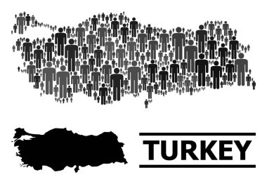 Vektör İnsanlar Türkiye Kolaj Haritası ve Solid Haritası