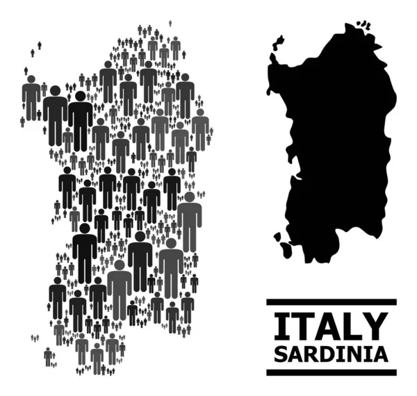 Carte vectorielle de la région Sardaigne et carte solide — Image vectorielle