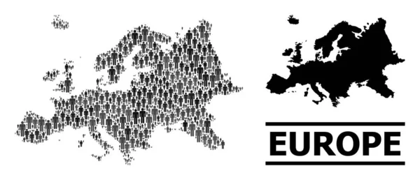 Mapa de mosaico demográfico vectorial de Europa y mapa sólido — Vector de stock