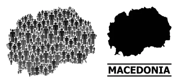 Vector Men Collage Landkarte von Mazedonien und solide Landkarte — Stockvektor