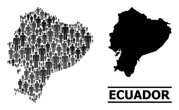 Mapa de mosaico demográfico vectorial de Ecuador y mapa sólido — Vector de stock