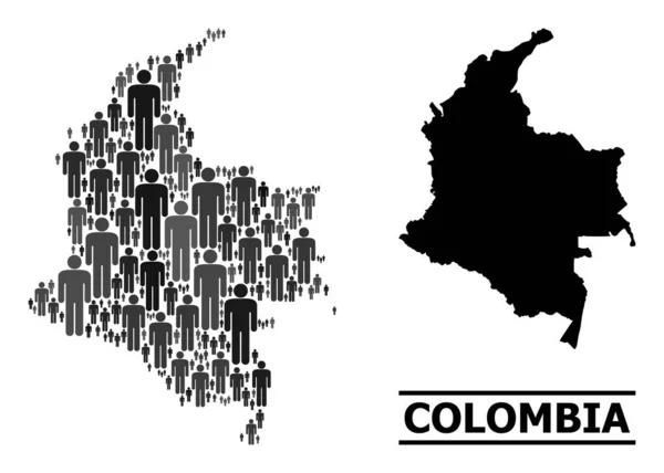 Mapa demográfico vectorial de Colombia y mapa sólido — Vector de stock