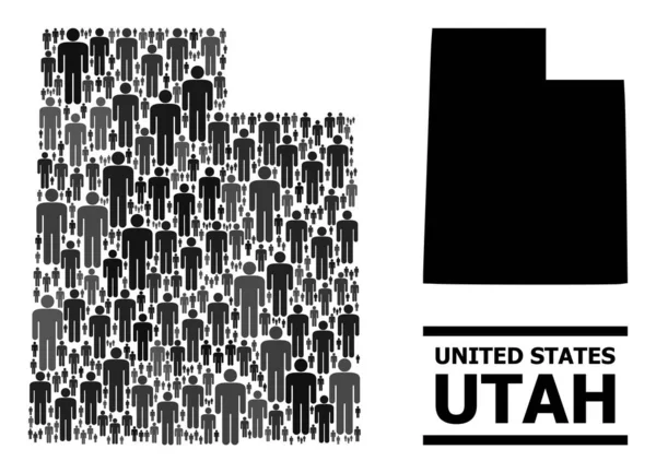 Vektor Människor Mosaik Karta över Utah State och Solid Map — Stock vektor