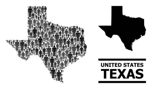 Vector People Collage Karte von Texas State und Solid Map — Stockvektor