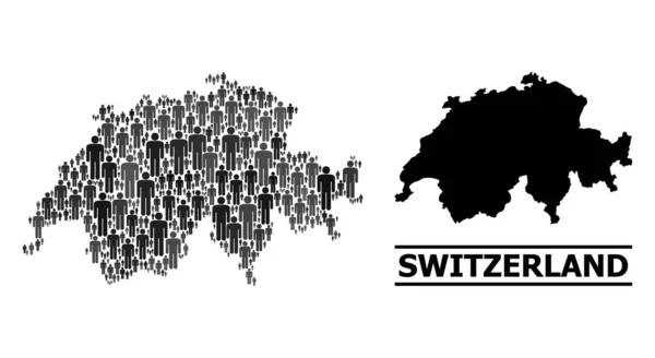 Векторная демографическая карта Швейцарии и твердая карта — стоковый вектор