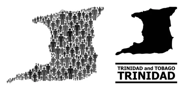 Wektorowa mapa demograficzna Mozaiki wyspy Trinidad i Solid Map — Wektor stockowy