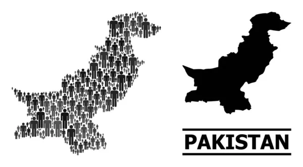 Vector People Collage Mapa de Pakistán y Mapa Sólido — Vector de stock
