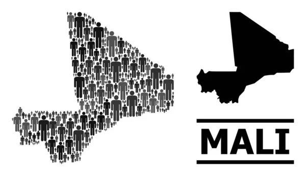 Vector People Mapa mosaico de Malí y Mapa sólido — Vector de stock