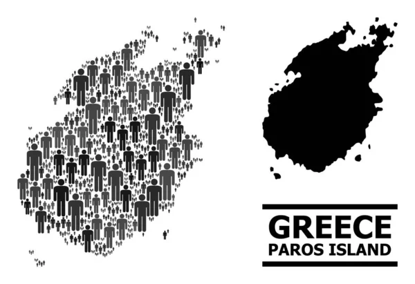 Mapa koláže populace vektorů ostrova Paros a plná mapa — Stockový vektor