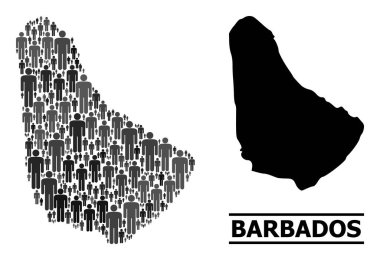 Vektör İnsanlar Barbados Mozaik Haritası ve Solid Haritası