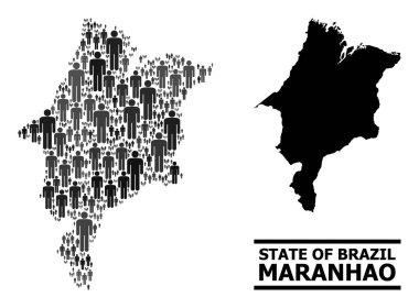 Maranhao Eyaleti ve Solid Haritası Vektör Nüfus Kolajı Haritası