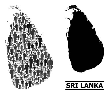 Sri Lanka 'nın Vektör Nüfus Kolajı Haritası ve Katı Harita