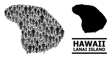 Lanai Adası Mozaik Haritası ve Solid Haritası