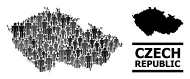 Çek Cumhuriyeti 'nin Vektör Nüfus Mozaik Haritası ve Solid Haritası