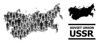 Vektör Nüfusu SSCB Mozaik Haritası ve Solid Haritası