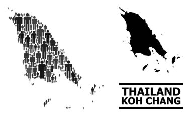 Vektör Adamlar Koh Chang 'in Mozaik Haritası ve Katı Harita