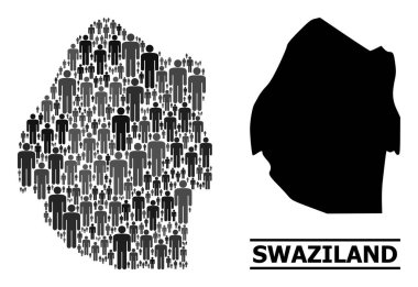 İnsanları Vektör Svaziland Mozaik Haritası ve Solid Haritası