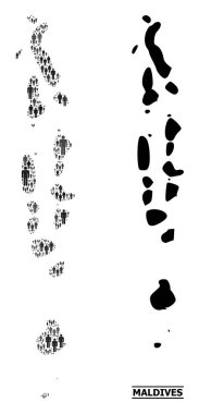 Vektör İnsanlar Maldivler Mozaik Haritası ve Solid Haritası