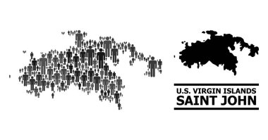 Vector People Saint John Adası Kolaj Haritası ve Solid Haritası