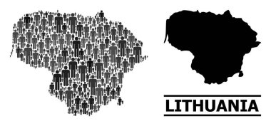 Vektör Adamlar Litvanya Kolaj Haritası ve Katı Harita