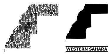 Batı Sahra 'nın Vektör Nüfus Kolajı Haritası ve Katı Harita