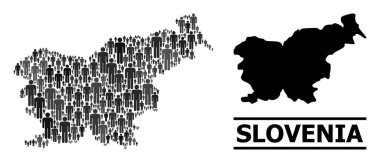 Slovenya 'nın Vektör Nüfus Mozaik Haritası ve Solid Haritası