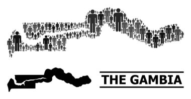 İnsanları Vector Gambiya Mozaik Haritası ve Solid Haritası