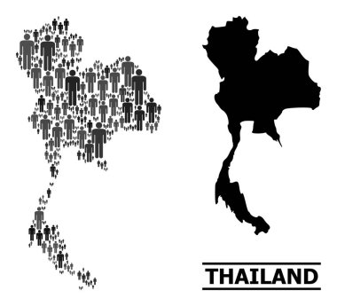 Vektör Adamlar Tayland Kolaj Haritası ve Katı Harita