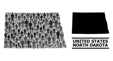 Vektör Adamlar Kolaj Haritası Kuzey Dakota Eyaleti ve Katı Harita