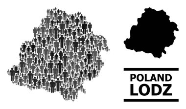 Vector Men Lodz Eyaleti Kolaj Haritası ve Solid Harita