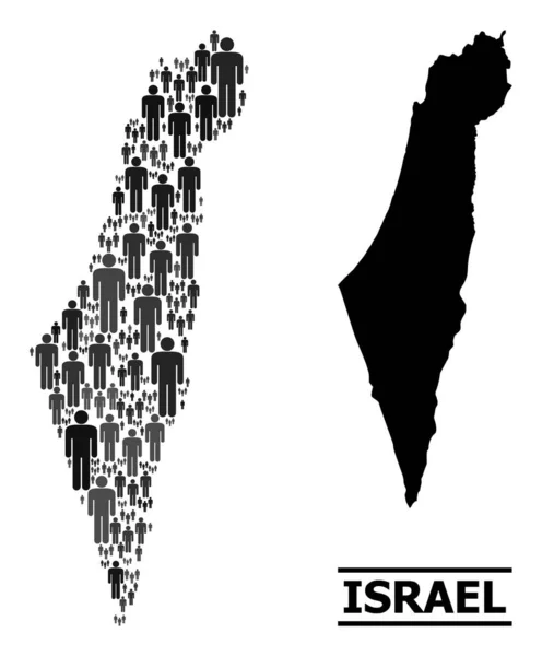 Mapa de mosaico demográfico vectorial de Israel y mapa sólido — Vector de stock