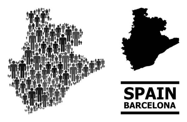 Vector Demographics Collage Map of Barcelona Province and Solid Map — Stock Vector