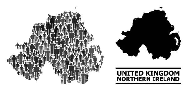 벡터 인구 지도 북 아일랜드와 솔리드 맵 — 스톡 벡터
