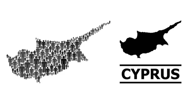 Vektor Demografi Mosaik Karta över Cypern Island och Solid Map — Stock vektor