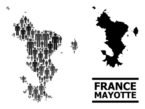 Vektor Människor Collage Karta över Mayotteöarna och Solid Map — Stock vektor