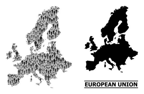 Vector People Collage Carte de l'Union Euro et Carte Solide — Image vectorielle