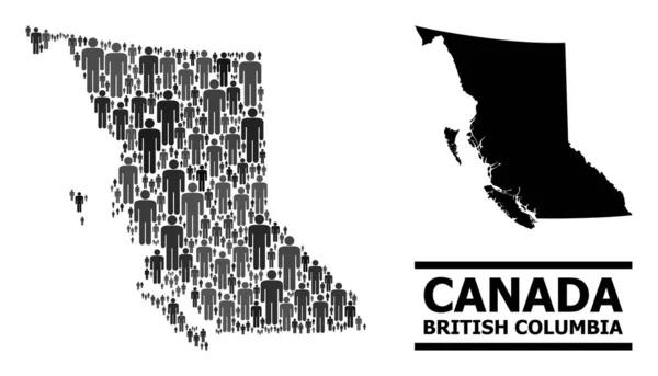 Vector People Collage Map of British Columbia Province and Solid Map — стоковий вектор