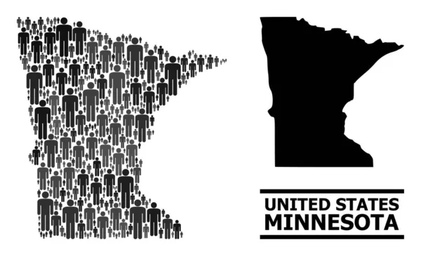 Vektör Adamlar Minnesota Eyaleti Kolaj Haritası ve Katı Harita — Stok Vektör