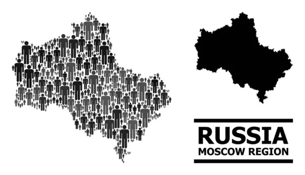 Mapa mosaico de la región de Moscú y mapa sólido — Vector de stock