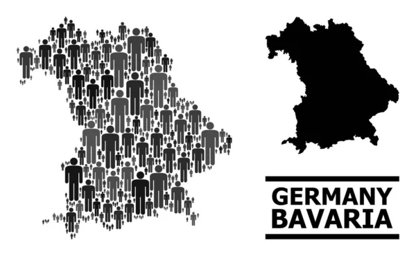 Vector Population Mosaic Map of Bavaria State and Solid Map — стоковий вектор