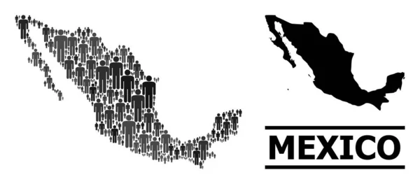 Vektorová demografie Mozaika Mapa Mexika a plná mapa — Stockový vektor