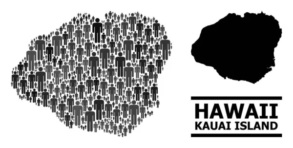 Vektör İnsanlar Kolaj Haritası Kauai Adası ve Katı Harita