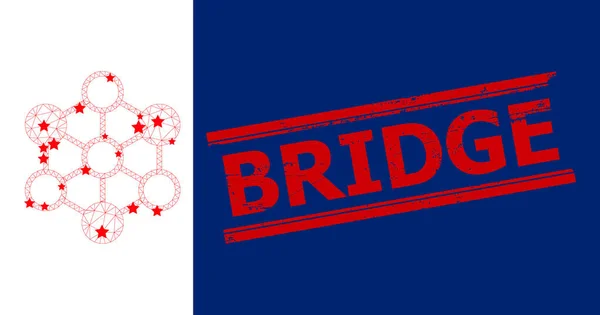 Pont Texturé Seal et Blockchain Polygonal Mesh — Image vectorielle