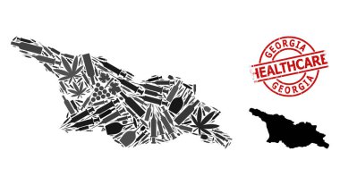 Uyuşturucu Gürcistan Mozaik Haritası ve Kauçuk Sağlık Hizmetleri Damgası