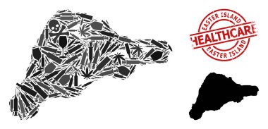 Paskalya Adası Narkotik Mozaik Haritası ve Filigran Sağlık Hizmeti Filigranı