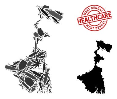 Bağımlılık Mozaik Haritası Batı Bengal Eyaleti ve Filigran Sağlık Rozeti