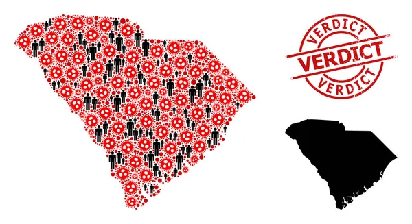 Marca de agua y población con el virus SARS Mapa mosaico del estado de Carolina del Sur — Vector de stock